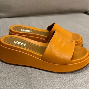 Awesome Sandals, orange Labucq sandals, size 39 European, size 8 USA.